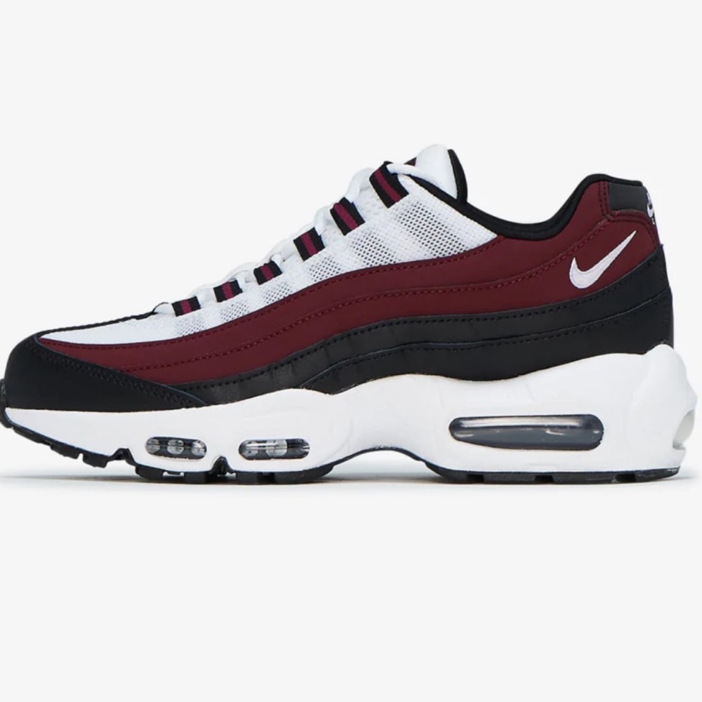 Nike AIR MAX 95 RECRAFT BOY/GIRL White/Burgundy/Black Size 6.5Y